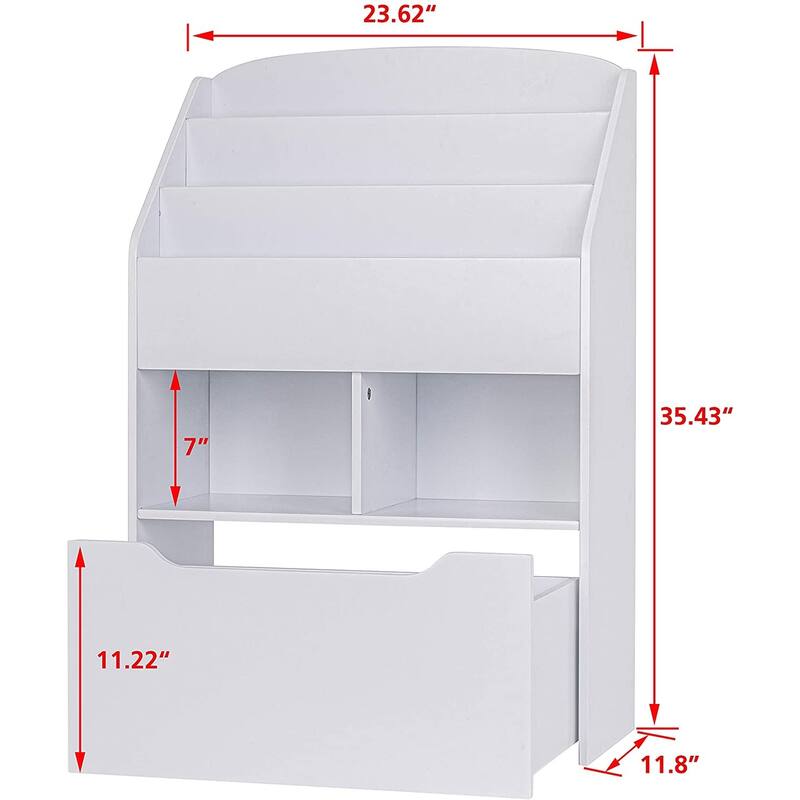 UTEX Kids Bookshelf and Toy Storage Organizer Kids Book Organizer Bookcase Storage for Kids with Rolling Toy Box