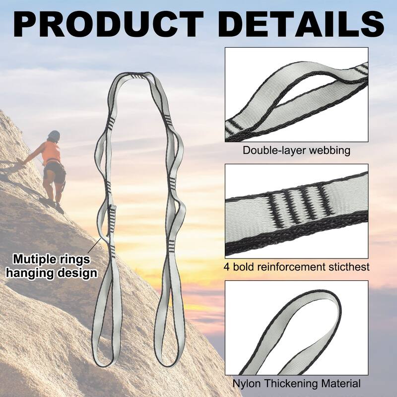 25KN Daisy Chain Yoga Extend Belt 1.1M, Climbing Straps for Exercise - 1.1M