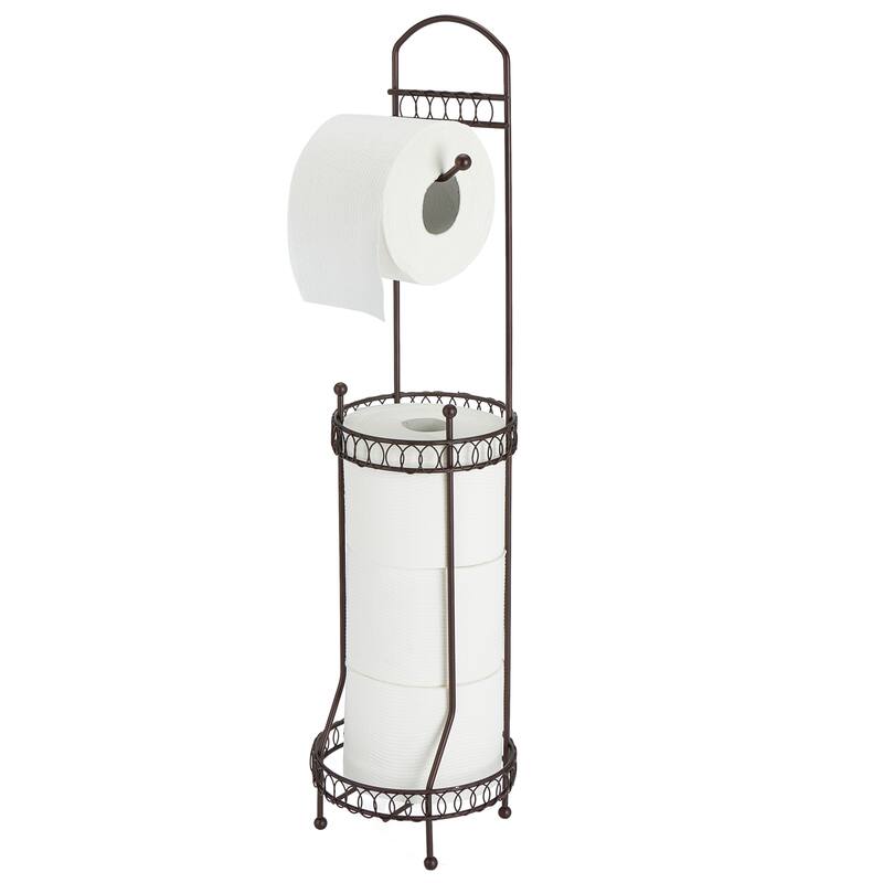 Bath Bliss Curls Design Tissue Roll Dispenser and Holder in Oil Rubbed Bronze - Rust - 6.69"x6.69"x25.79"