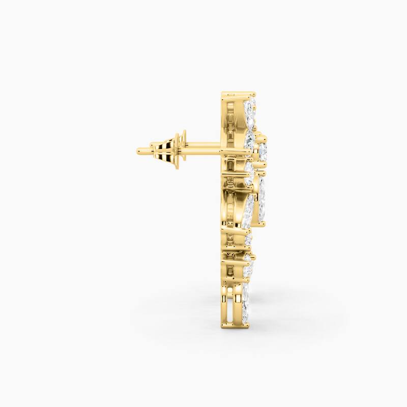 14K Gold Chandelier Round and Marquise Lab Grown Diamond Fashion Earrings 3.08 CTTW