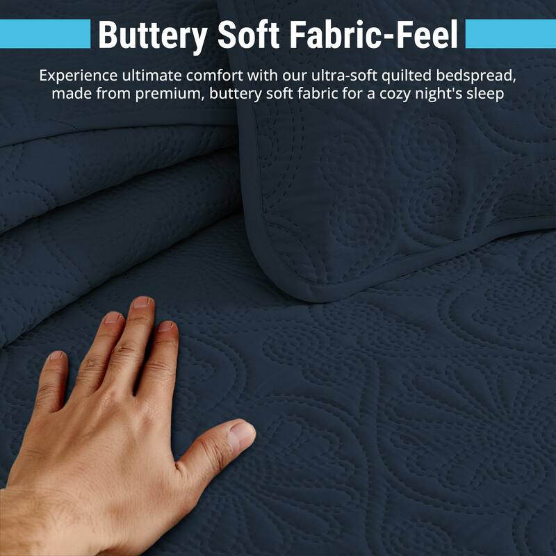 HLC.ME Benji - 3 Piece Size Quilt Set, Lightweight Bedspread Coverlet Set
