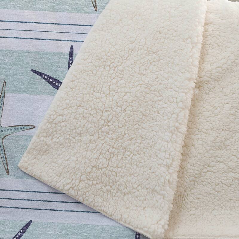 Premium Machine Washable ASB191 Starfish Stripe Sherpa Throw Blanket