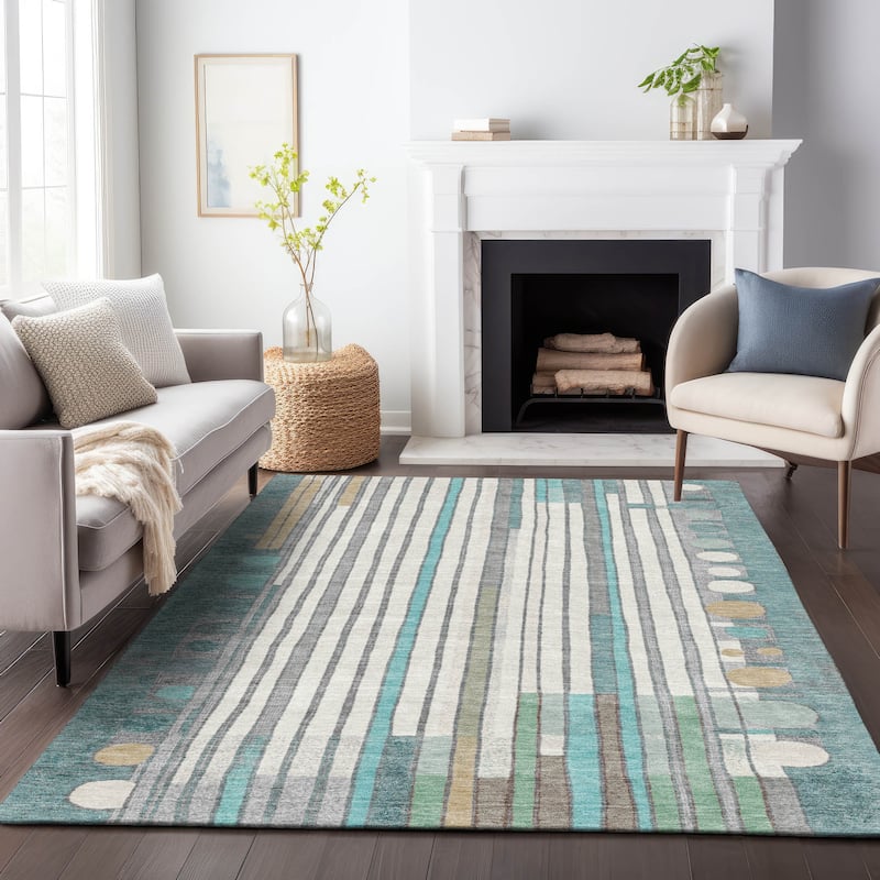 Machine Washable Indoor/Outdoor Casual Contemporary Chantille Rug