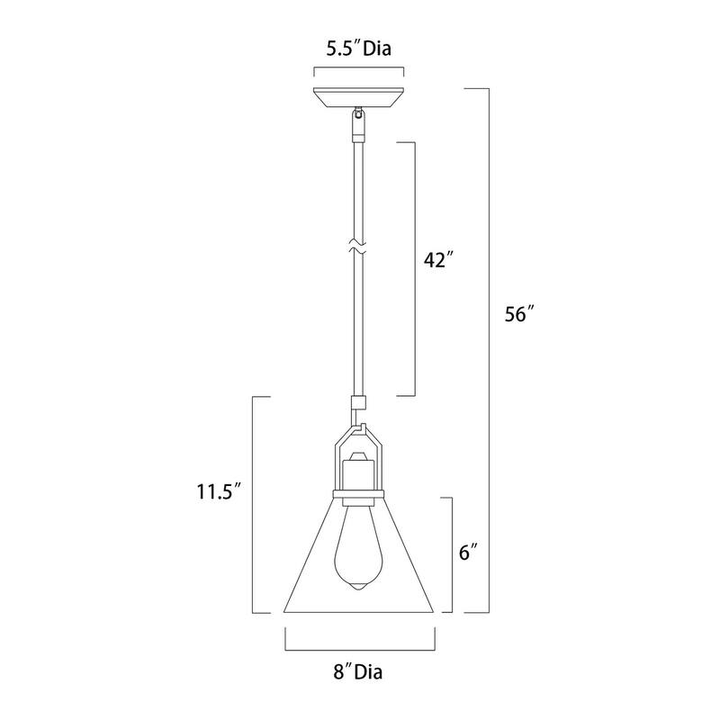Matte Black 1-Light Mini Pendant with Clear Cone Glass Shade