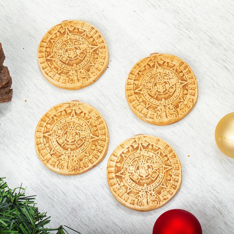 Novica Handmade Aztec Cosmos Ceramic Ornaments (Set Of 4)