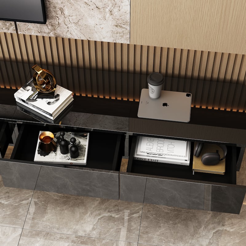 LED Floating TV Stand Entertainment Cabinet for Home and Office 2 PCS
