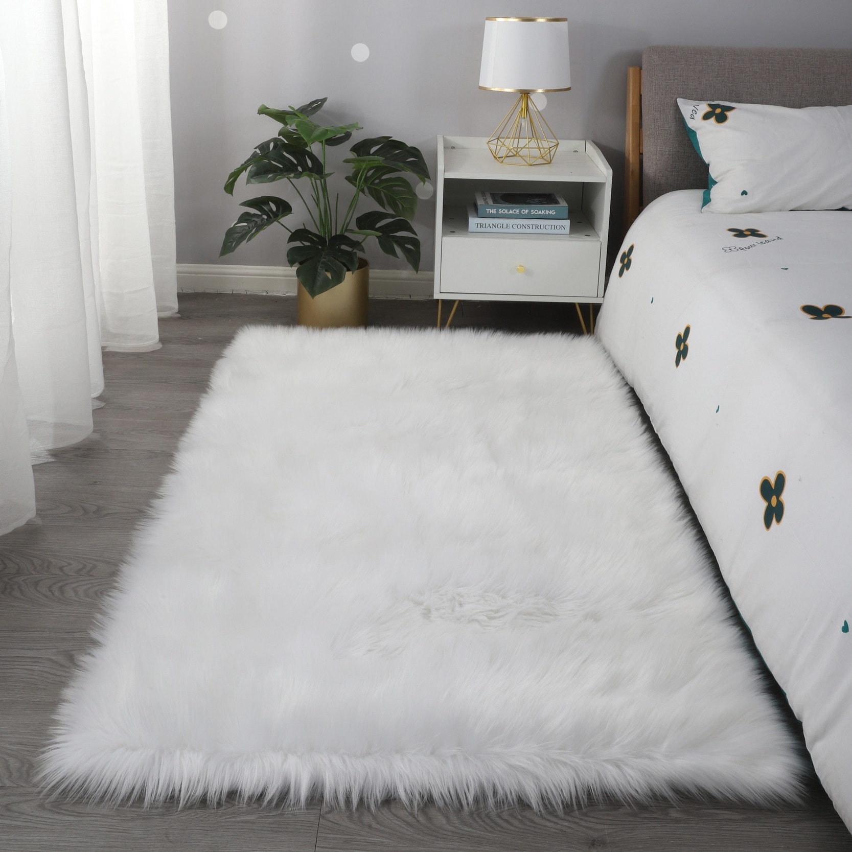 Ultra Soft Fluffy Faux Sheepskin Area Rug 6 x 7 Grey