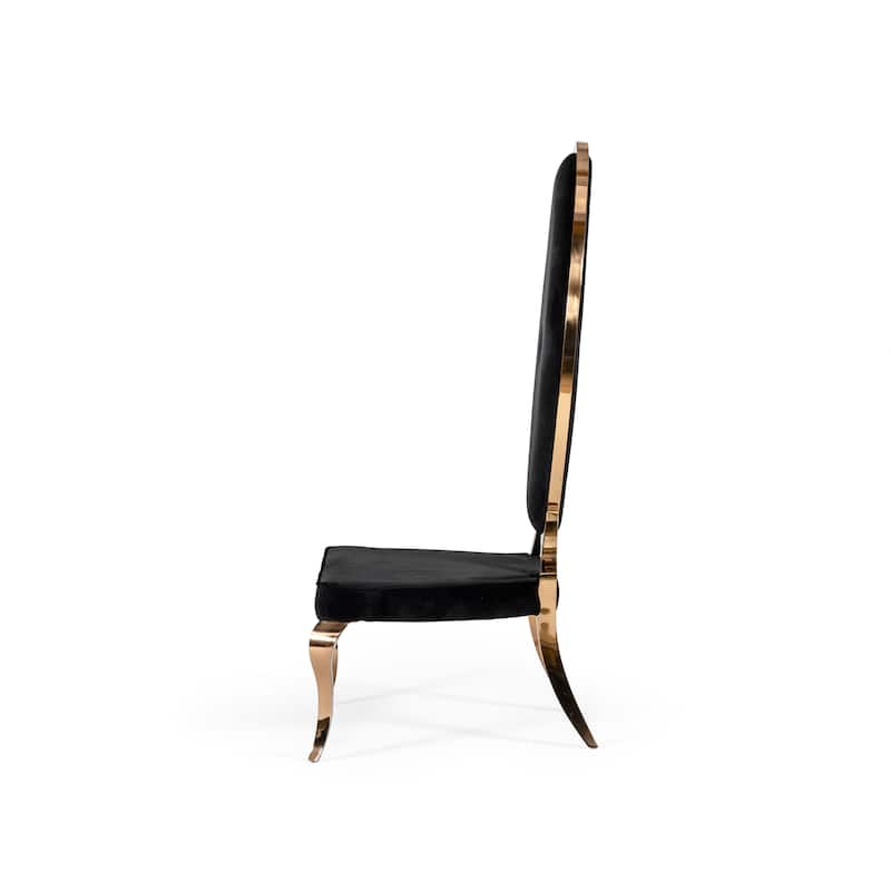 Modrest Mills Modern Black Velvet Rosegold Dining Chair Set of 2
