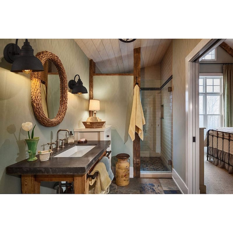 Lugo Rustic Gooseneck Wall Sconce 1-Light Waterproof Outdoor/Indoor Barn Bedside Wall Light Antique Copper Finish