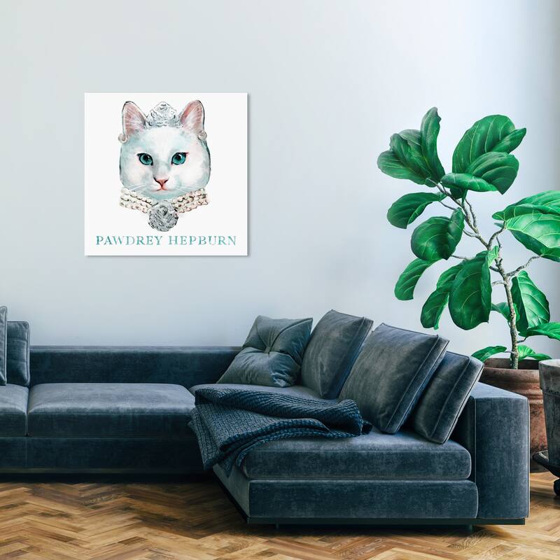 Wynwood Studio Canvas Animals Pawdrey Hepburn White and Tiffany Blue Glam Wall Art Canvas Print - 30 x 30