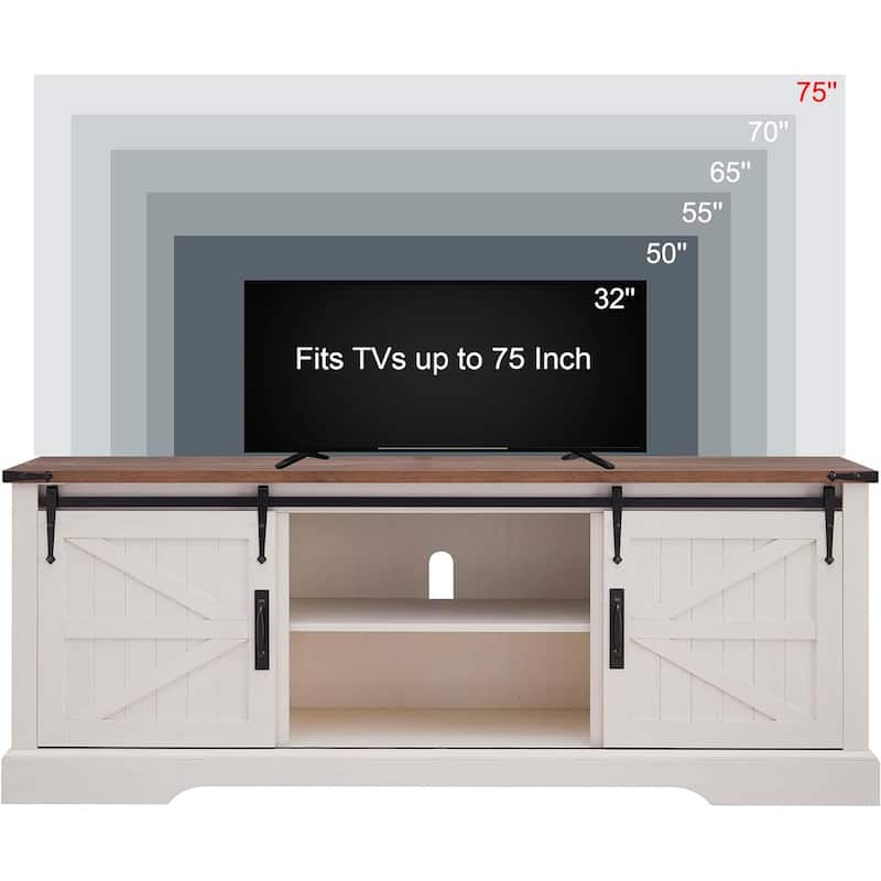 Farmhouse Wood TV Stand, Rustic Entertainment Center, Console Cabinet - n/a