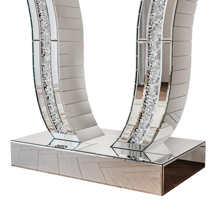 GDFStudio - Modern Glam Mirrored Console Table with Curved Legs