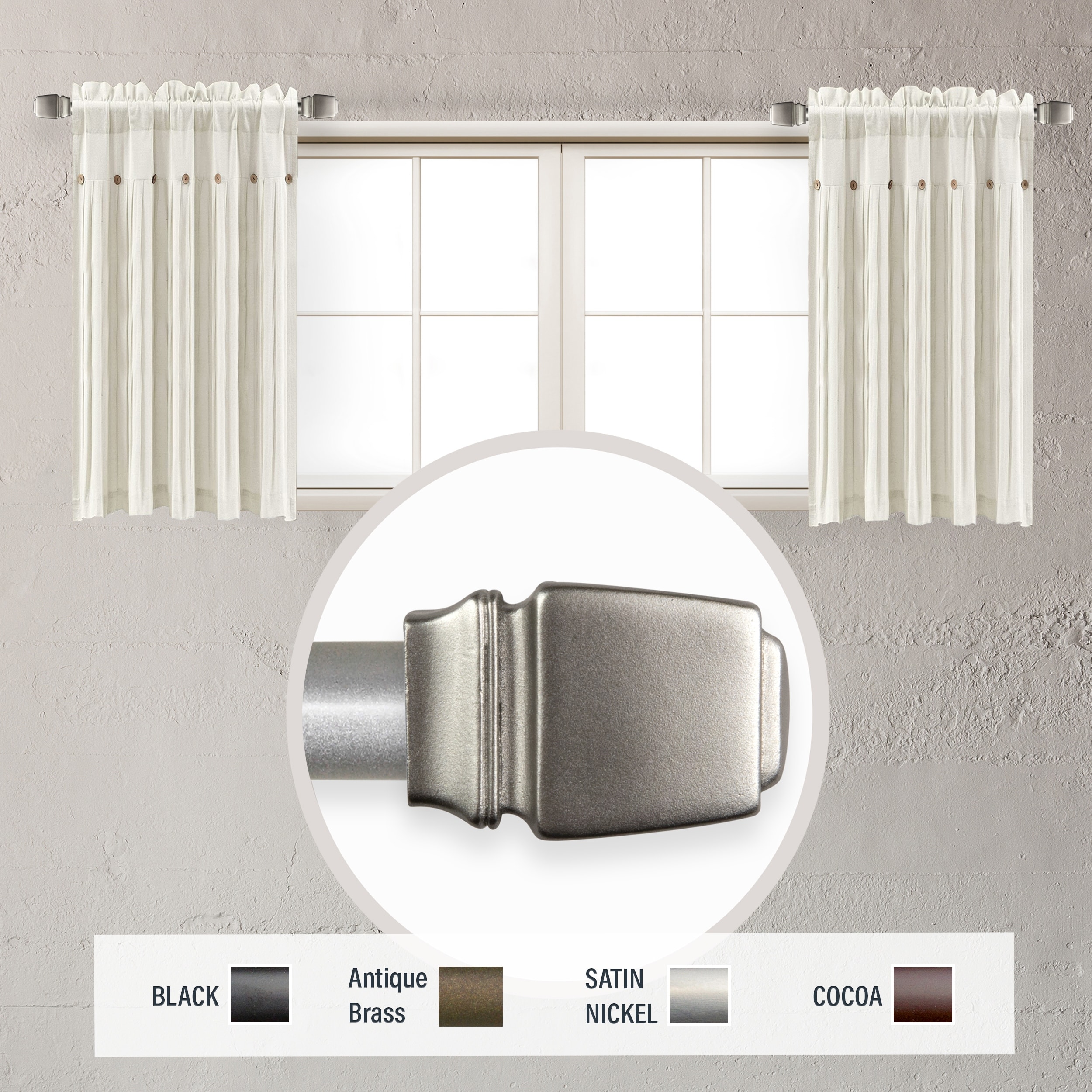 InStyleDesign Urpi 5/8 inch dia. Side Curtain Rod 12-20 inch long (Set of 2)