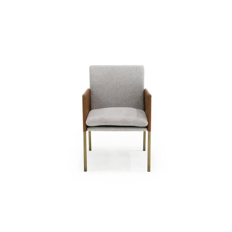 Modrest Pettit Modern White & Brass Arm Dining Chair