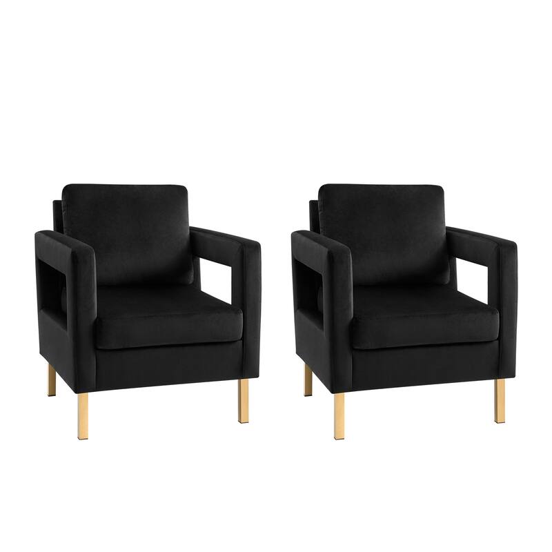 Valentina Modern Upholstered Accent Armchair with Gold Legs Set of 2 by HULALA HOME