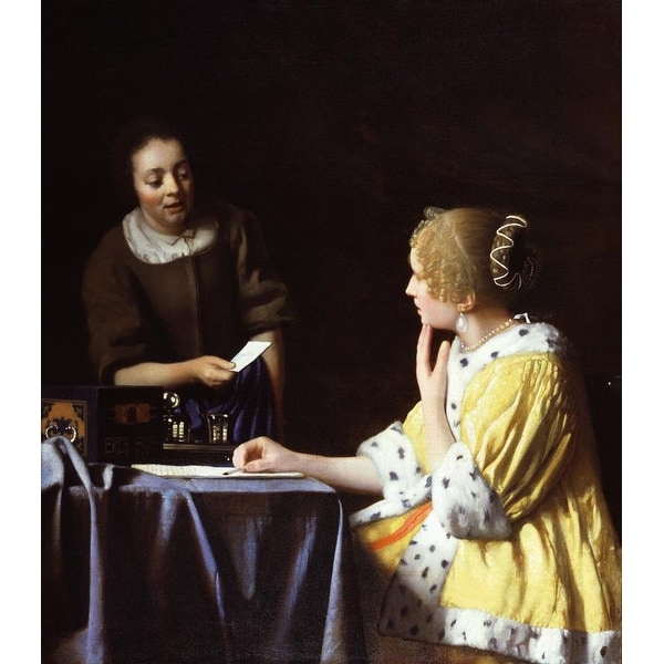 Easy Art Prints Johannes Vermeer's 'Mistress and Maid' Premium Canvas Art