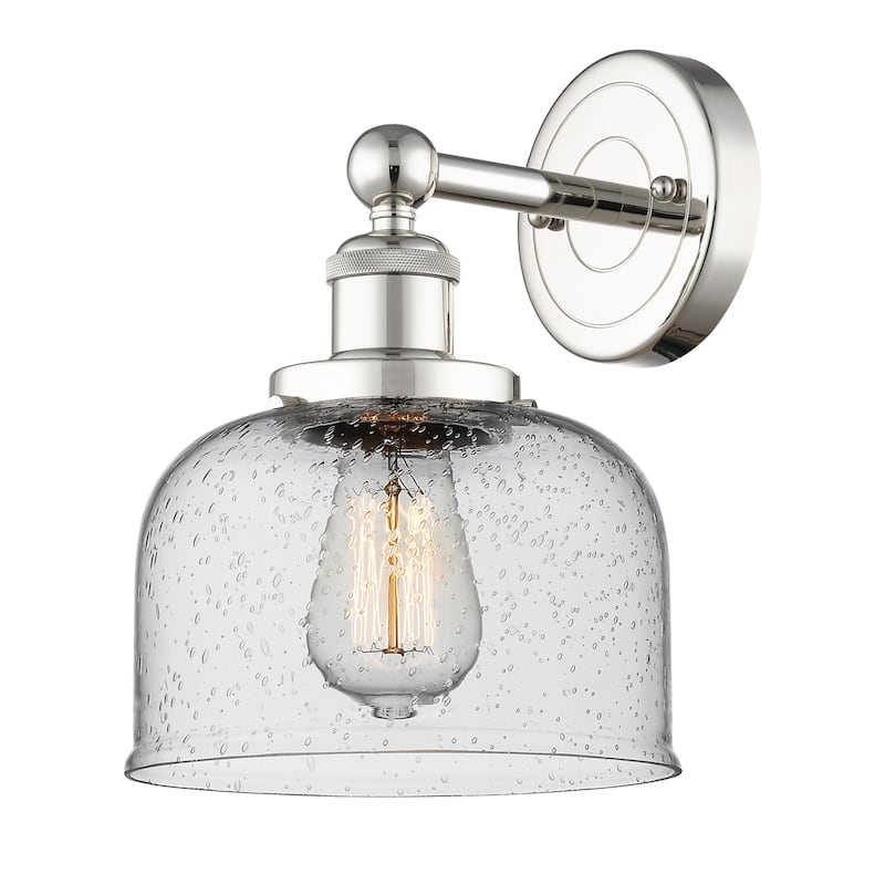Innovations Lighting 616-1W-10-7-L Bell Sconce Bell 10" Tall Wall - Polished Nickel / Seedy