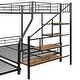 preview thumbnail 30 of 28, Twin Over Full Size Metal Bunk Bed with Trundle & Storage Staircase, Bedroom Heavy Duty Bed Frame with Full-Length Guardrail