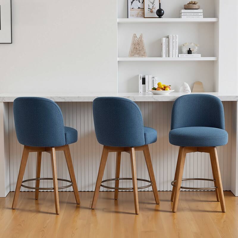 26" Upholstered Swivel Counter Stool With Solid Wood Frame - 37.8"H x 19.7"W x 23.2"D