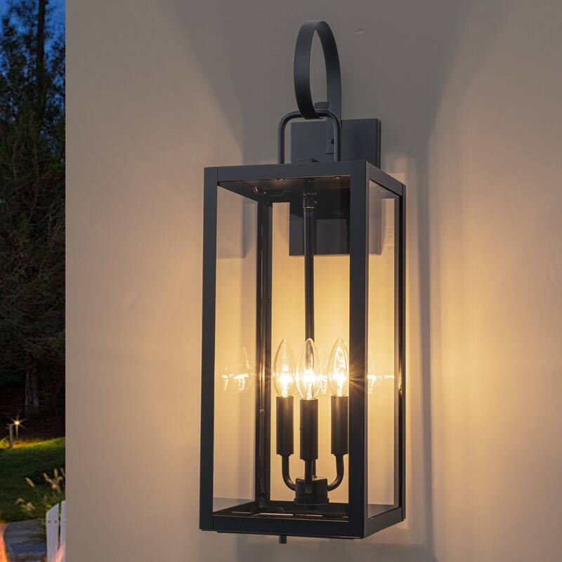 C Cattleya 1 Pack 3-Light 25.5-in Matte Black Outdoor Wall Light with Close Bottom