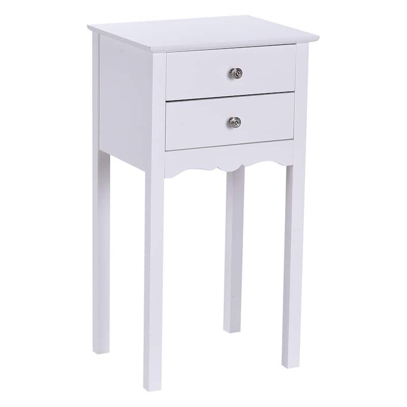 Gymax Side Table End Accent Table Night Stand W/ 2 Drawers Furniture