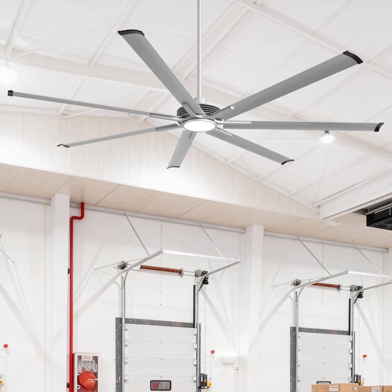 100" Indsutrial HVLS Silver Extra Larger Commercial Ceiling Fan with Light and Remote