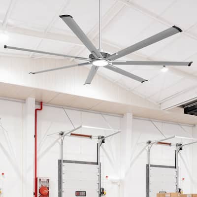 100" Indsutrial HVLS Silver Extra Larger Commercial Ceiling Fan with Light and Remote