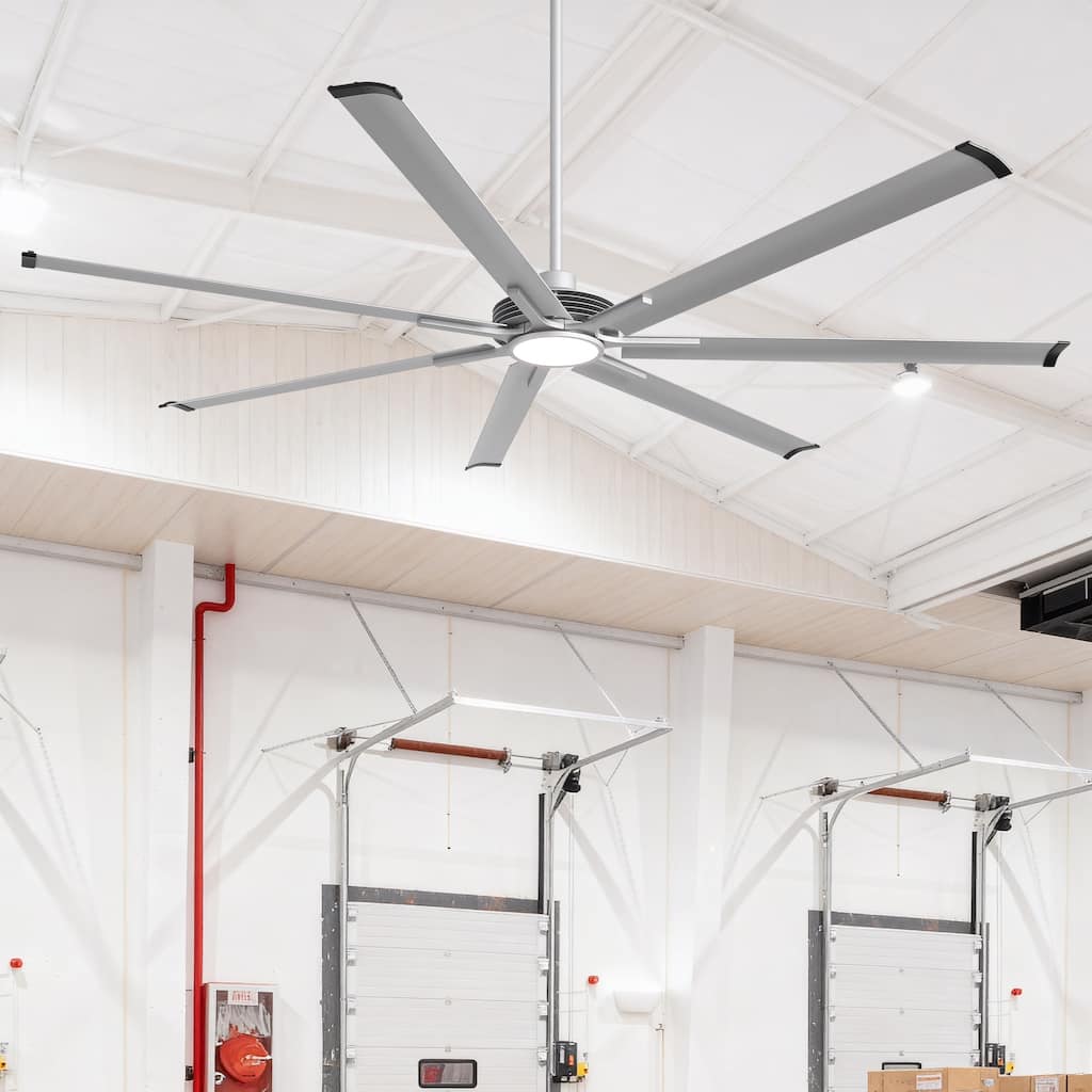100" Indsutrial HVLS Silver Extra Larger Commercial Ceiling Fan with Light and Remote