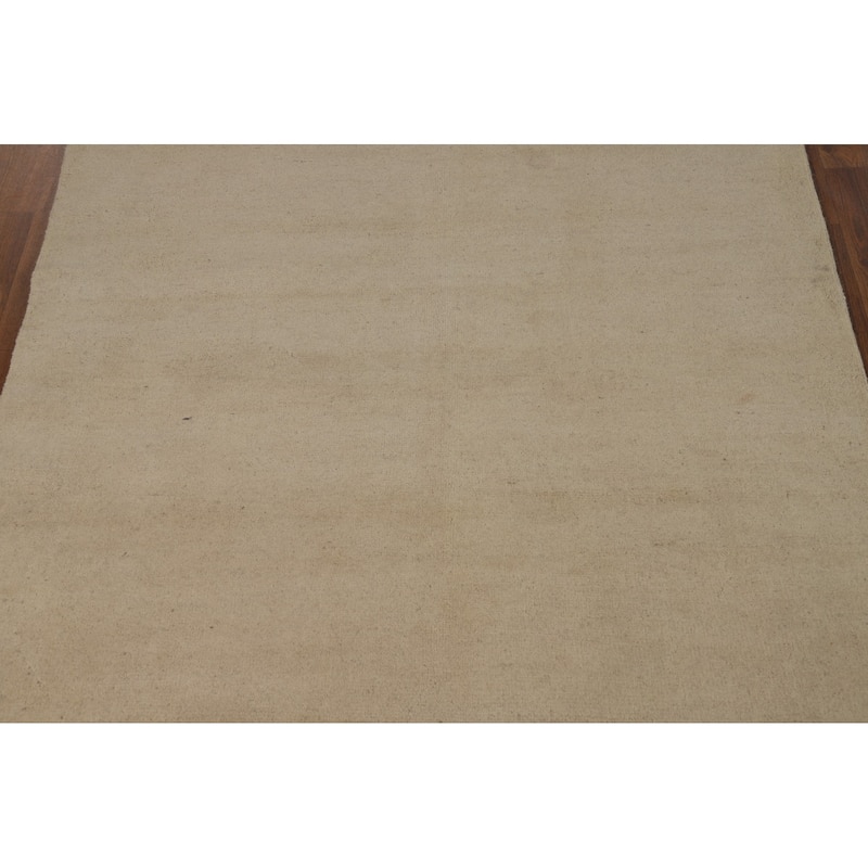 Gabbeh Modern Oriental Rug Handmade Beige Wool Carpet - 4'8"x 6'3"