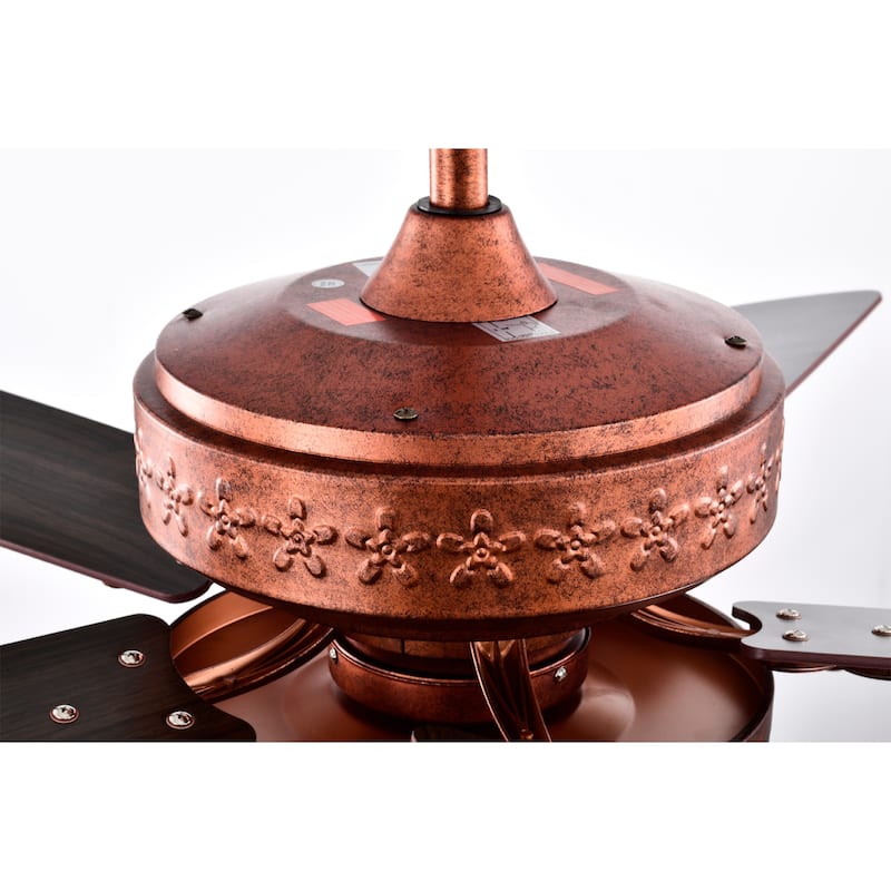 Jacira 52 Inch Antique Copper Crystal Ceiling Fan with Remote - N/A