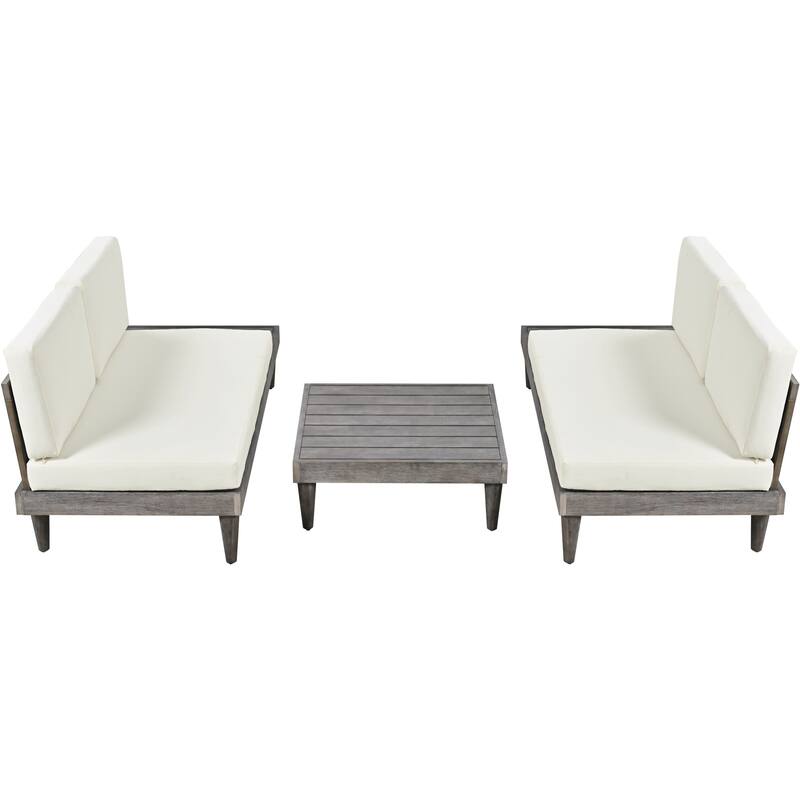3Piece Solid Wood Conversation Set with Coffee Table Bed Bath