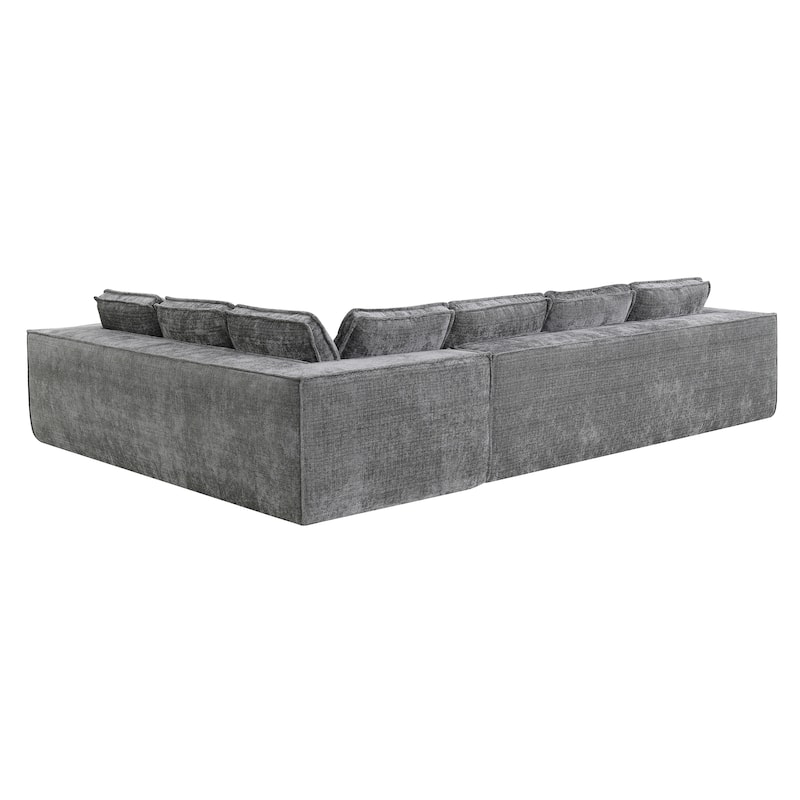 Oversized L-Shaped Modular Sectional Sofa, Wrinkle-Resistant Chenille 6 Seat Cloud Sofa, Full Compression Deep Seat Corner Sofa