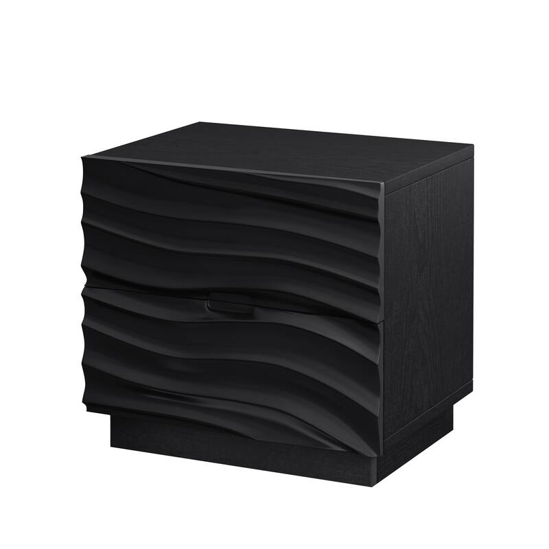 GDFStudio Orinthian Pine Solid Wood Nightstand with 2 Silent Slide Drawers