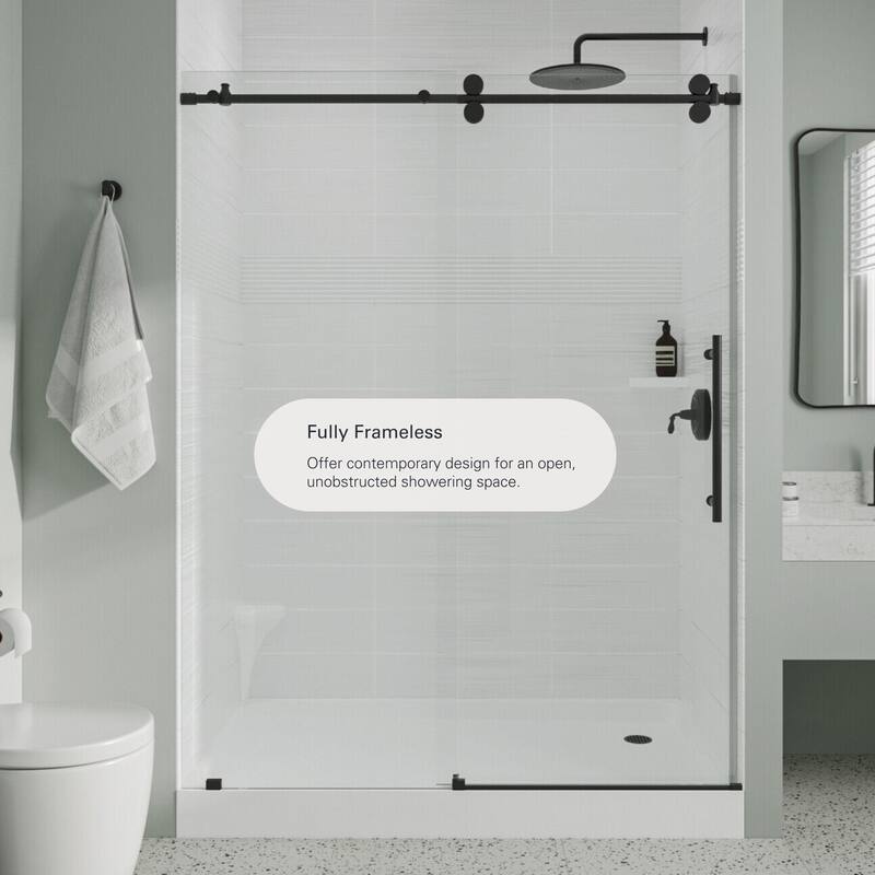 Seawin Briza 44 - 48 x 76 inches Frameless Sliding Shower Door 3/8 in. (10 mm) Clear Tempered Glass with NanoShield Coating