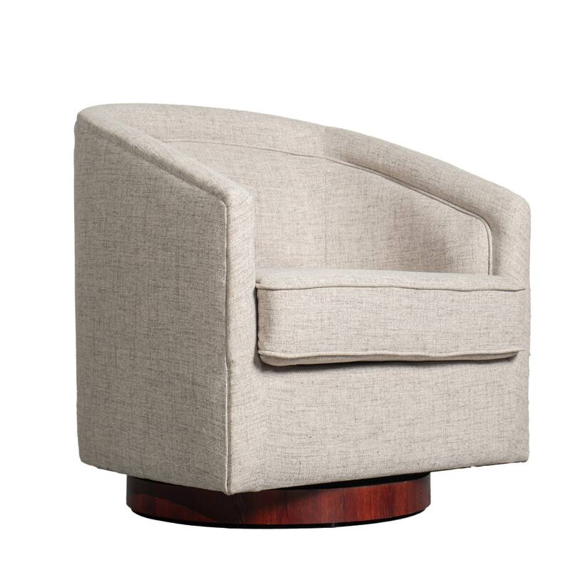 Barrel Accent Chair with 360° Swivel Vinyl Wrapped Base