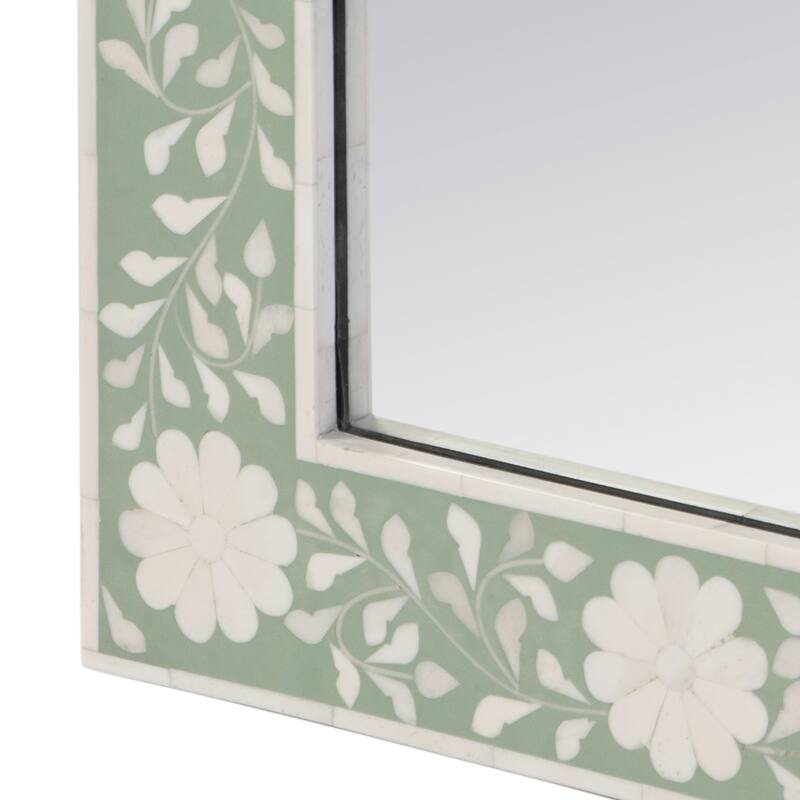Vivienne 16 in. W x 24 in. H Rectangular Bone Inlay Horizontal or Vertical Hanging Accent Wall Mirror