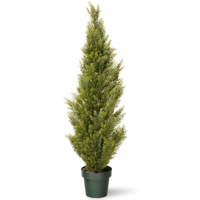 National Tree Company 53-inch Artificial Cedar Tree, Realistic Fake Tree Potted Plant - 53in
