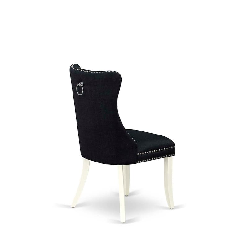 Parson Dining Chairs Set of 2 - Linen Fabric Upholstered Chairs with Nailhead Trim - Modern Kitchen Chairs
