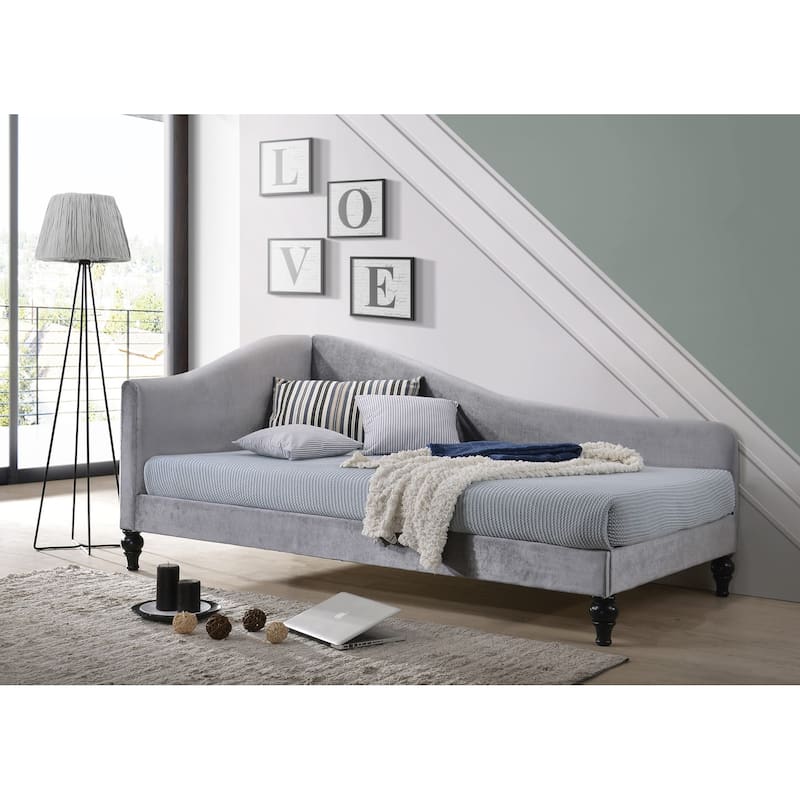 Copper Grove Sete Velvet Upholstered Victorian Twin Daybed - Grey - Twin