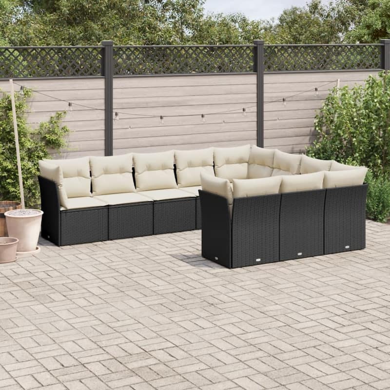 vidaXL Garden Sofa Set Black, Cream White - 24.4 x 24.4 x 27.2