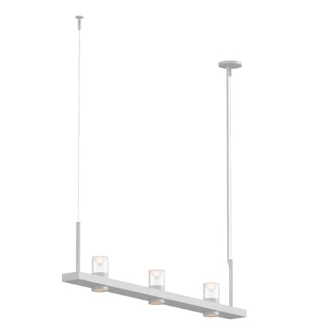 Sonneman Lighting Intervals Satin White 4-inch LED Linear Pendant, Clear w/ Etched Cone Shade