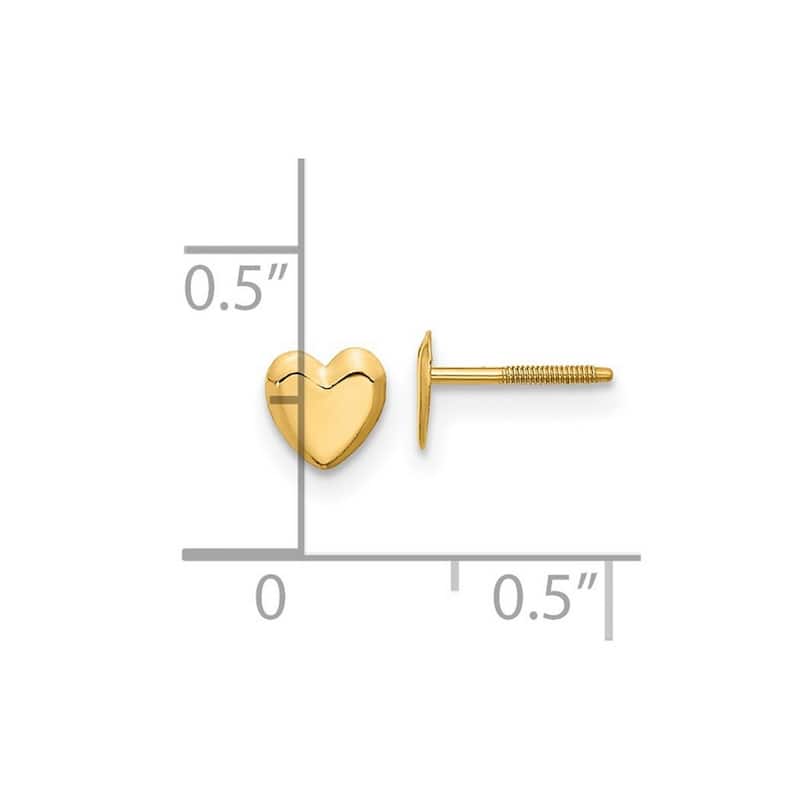 Curata 14k Yellow Gold Polished Screw back 5mm Heart Post Earrings