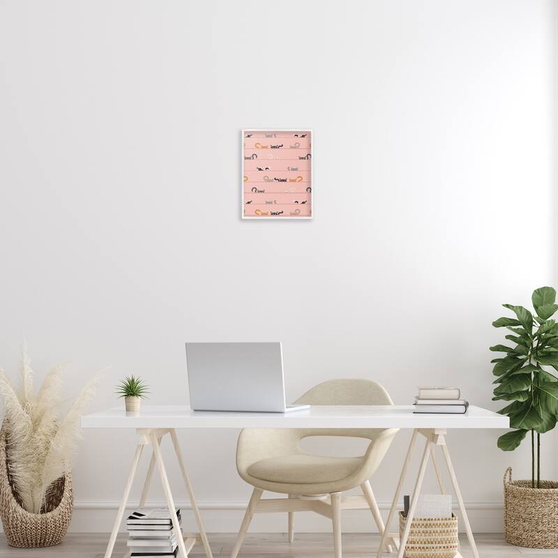Stupell Peeking Cats on Pink Framed Giclee Art Design By Sazerelli Designs