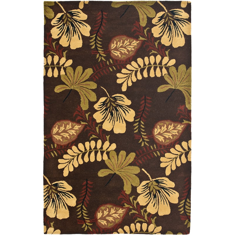 SAFAVIEH Handmade Jardin Gitza Country Floral Wool Rug - 5' x 8' - Brown/Multi
