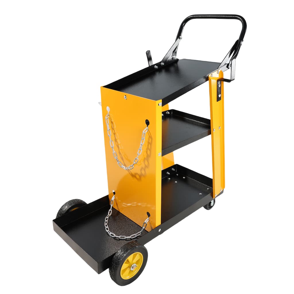 Heavy-Duty 3-Tier Welding Cart - Multi-Function Storage for Gas Bottles, Welders & Tools