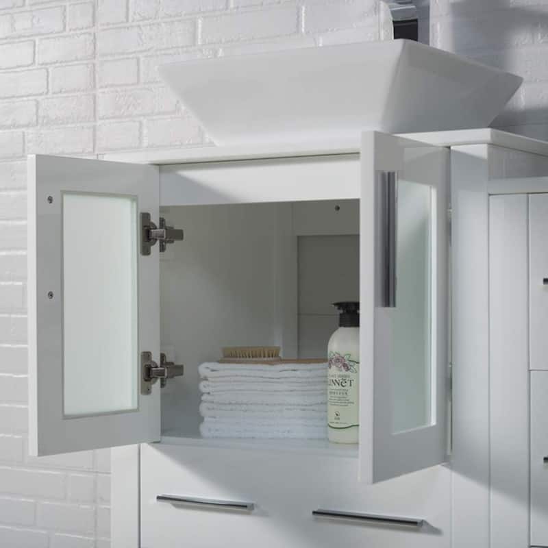 Blossom Sydney 60 Inch Double Sink Vanity with Side Cabinet & Mirrors