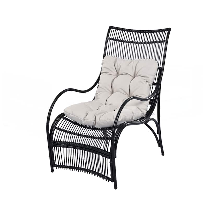 3 Pieces Wicker Outdoor Patio Furniture Set with Lounge Chair