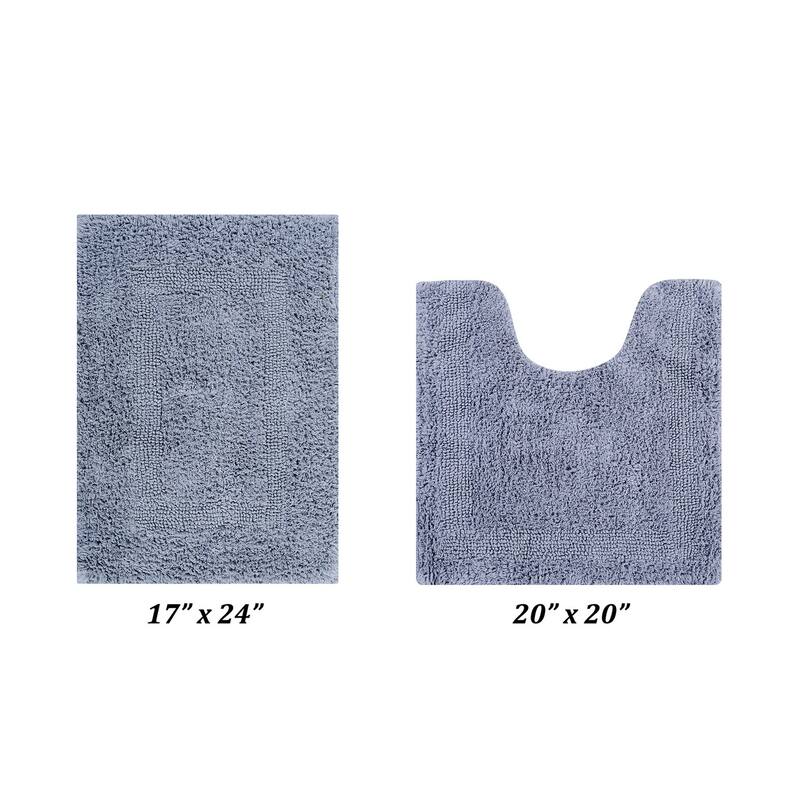 Better Trends Bath Rugs Set 100% Cotton Reversible Water Absorbent Bathroom Rug for Shower, Sink, Bath Mats - Lux Collection