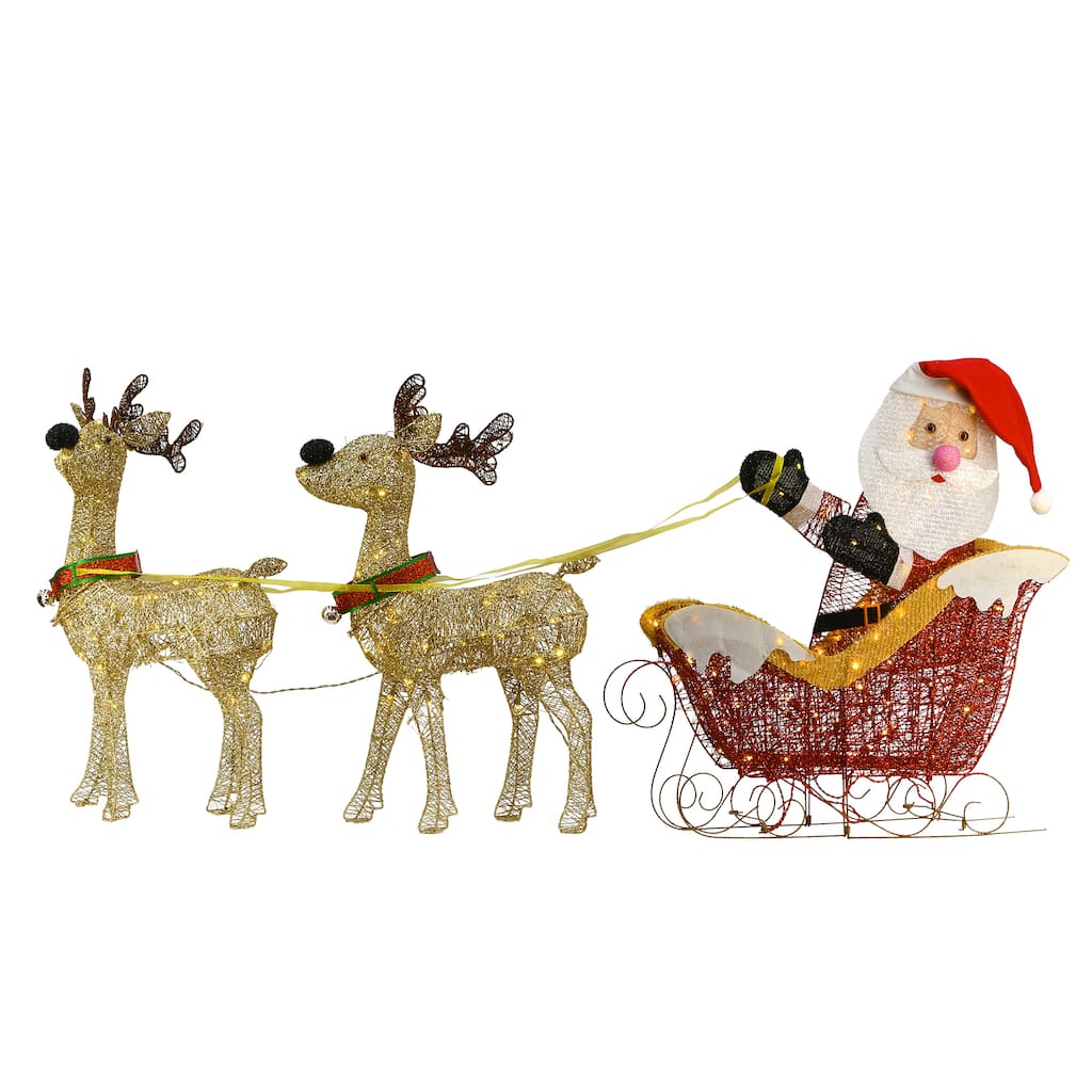 National Tree Company Santa and Reindeer Assortment with LED Lights - Red - 33 in