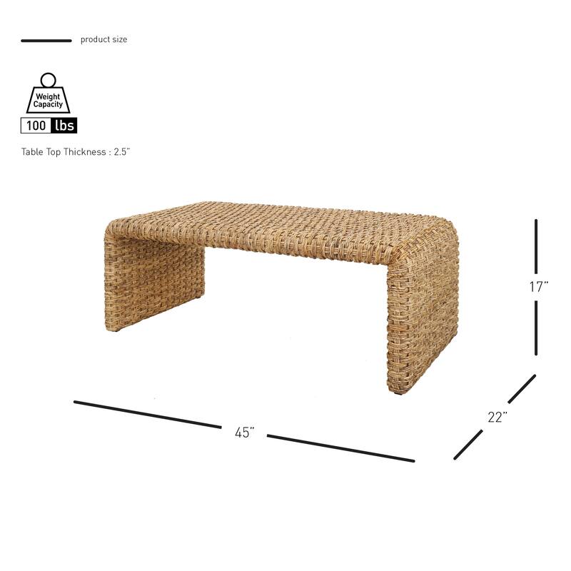 NPD Furniture Vaine Bohemian Woven Abaca Coffee Table or End Table
